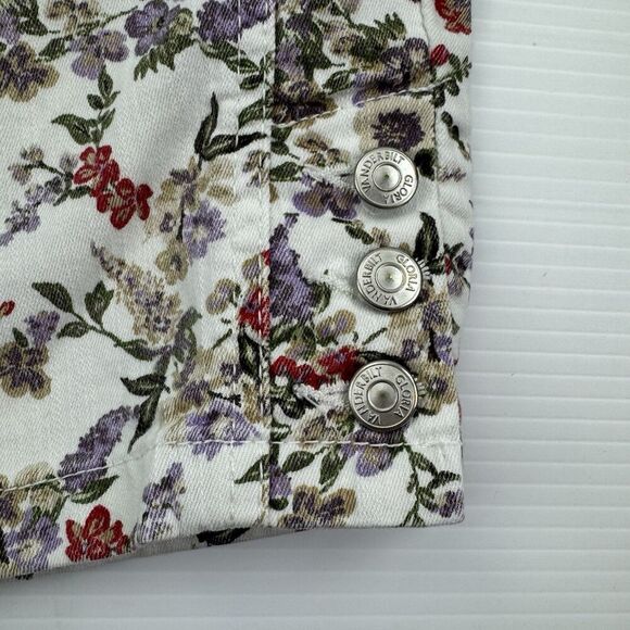 Gloria Vanderbilt Skimmer Pants 14 Floral Stretch Capris Button Hem Cotton - Picture 5 of 11